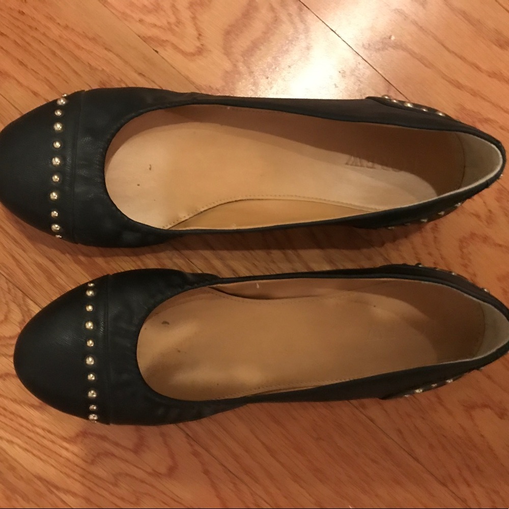 J. Crew Black Studded Flats